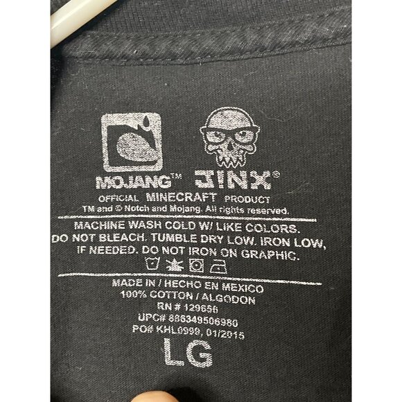 Minecraft Jinx Creeper Boys L Black T Shirt Mojang Graphic Cotton Gaming Apparel - Picture 3 of 3